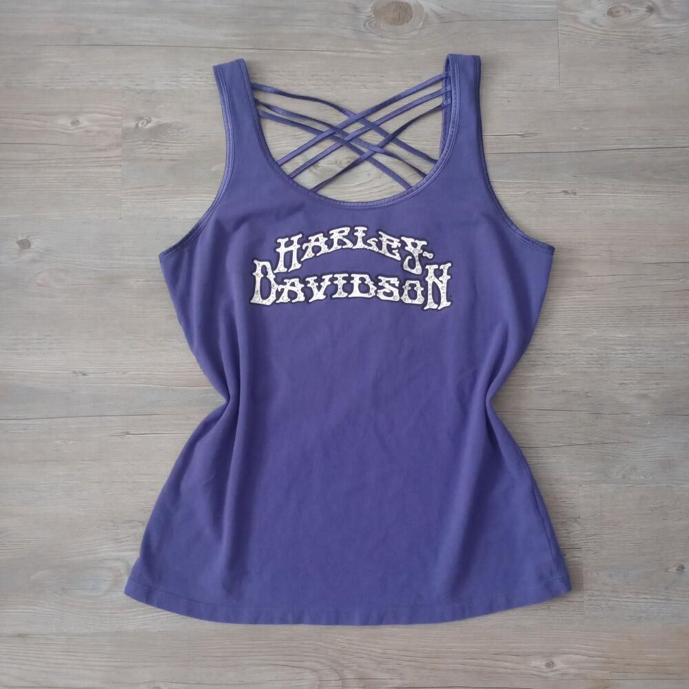 Y2K Harley Davidson Rhinestone Grunge Top